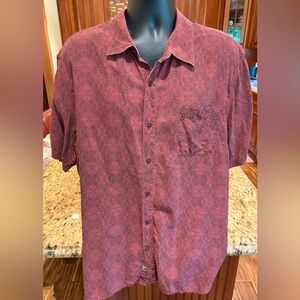 Nat Nast Luxury Originals Casual Button Down 100% silk Shirt.Sharp red w/logo XL
